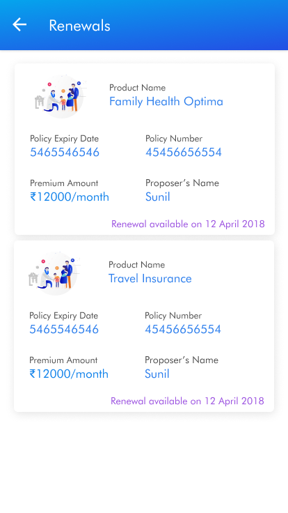 Mobile app development case study - Healthcare Industry - Star health renewal screen 1